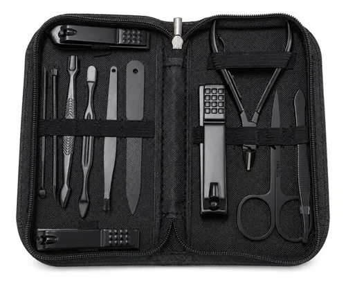Set Manicura Genki 12 Piezas Estuche Negro Alta Calidad