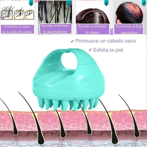 Cepillo Masajeador De Silicona Para Cuero Cabellud Multi-colored