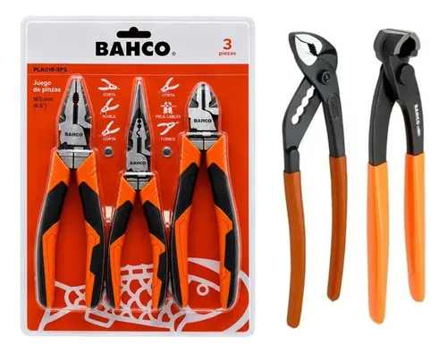 Kit Bahco 5 Piezas Pinzas Alicate Tenaza Uso Profesional