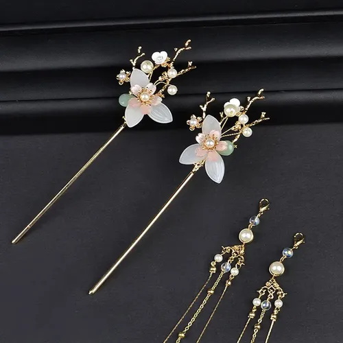 Tradicional Mujer Flor Cabello Palillos Accesorios &uw