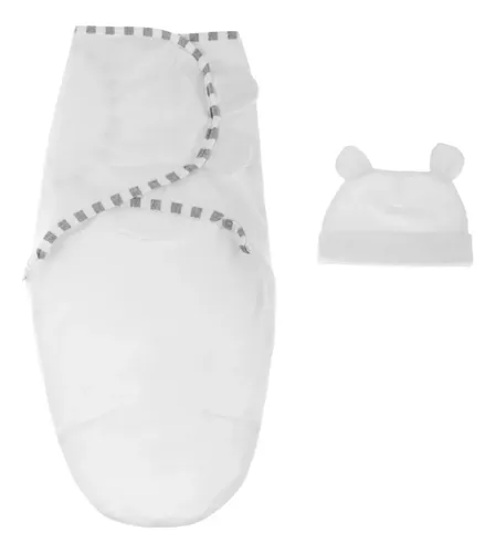 Toalla Swaddling De Algodón Con Gorro, Color Blanco