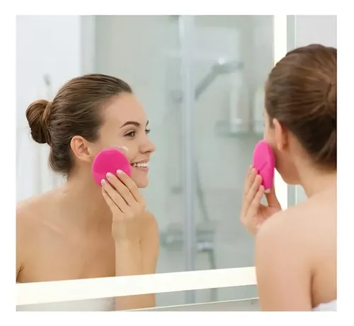 Cepillo Limpiador Masajeador Facial Silicona Electrico Usb Rosa