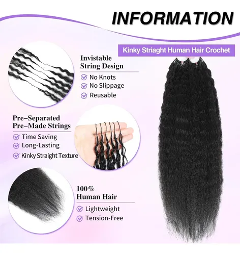 Extensiones Crochet Cabello Humano Rizado 20 Negro Natural