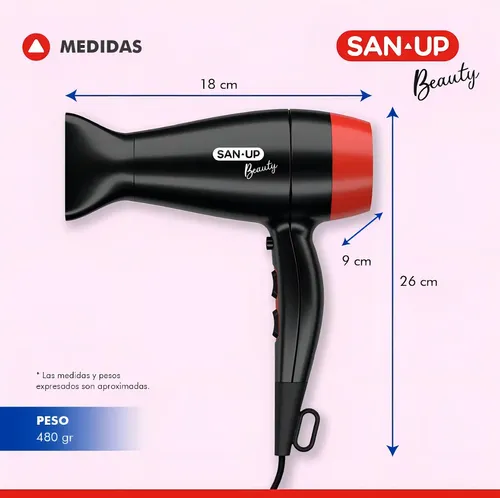 Secador De Pelo San Up Thermadry Con Concentrador Color Negro