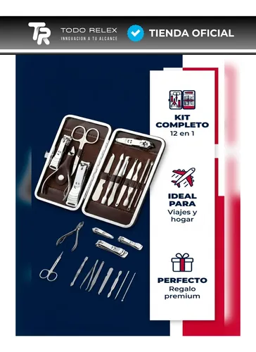 Set Corta Uñas Profesional Tijera Pinza Y Estuche