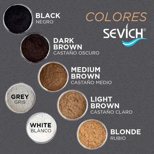 Pote Fibras Capilares Sevich 25gr Aplicador Pump Set Kit Color Castaño Oscuro Dark Brown
