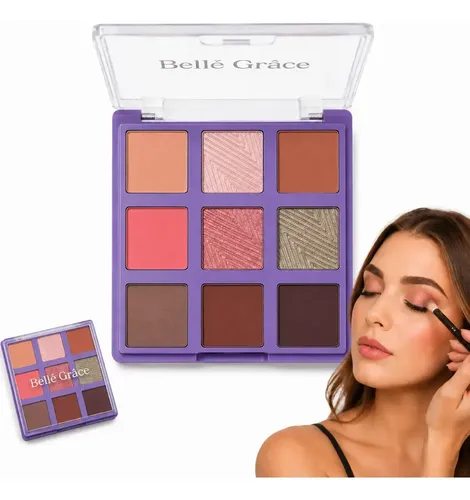 Paleta Tono 04 Sombras de Ojos X9 Tonos Brillante Mate Maquillaje Rostro Veoquiero