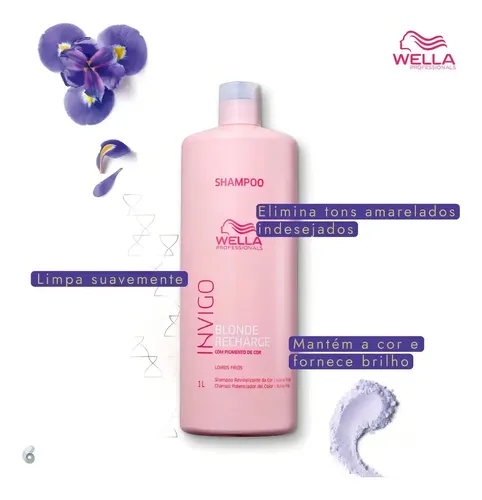 Shampoo Wella Invigo Blonde Recharge en botella de 1L por 1 unidad