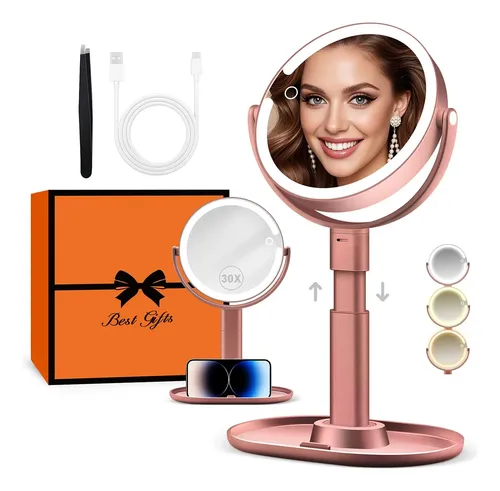 B Beauty Planet Espejo Maquillaje Iluminado Doble 30x Rosa