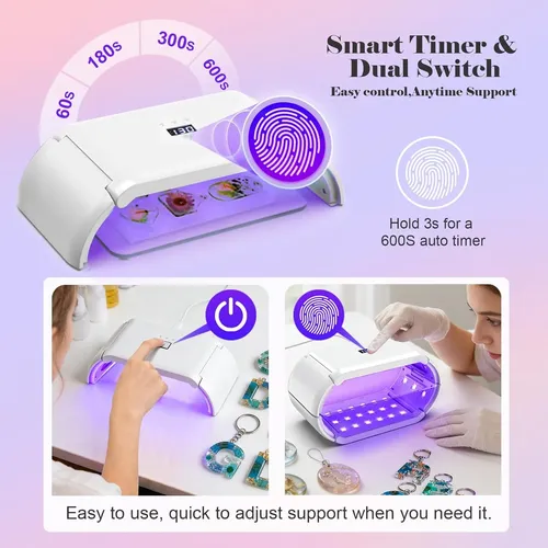 Lámpara Uv Doble 48 Leds 360° Para Resina Y Manualidades