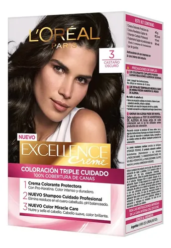 Tintura Permanente Excellence Creme Loreal Paris X 47 Gr Tono 3.0 Castaño oscuro