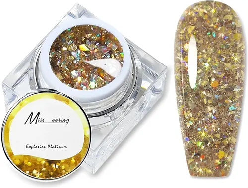 Esmalte En Gel Con Purpurina Dorada, Esmalte De Uñas Brillan