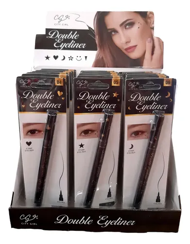 Fibra 2en1 Delineador Ojos Double Eyeliner Sello City Girl Color 05 Estrella Efecto Mate