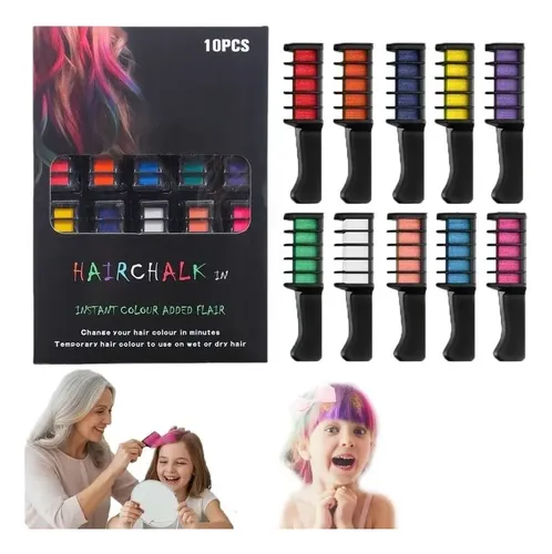 Set De 10 Peines De Tinte Para Cabello Temporales Y Lavables