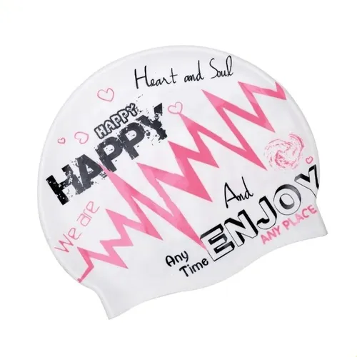 Gorros De Natación De Silicona Para Hombre, Gorro De Baño Im Blanco Printed Graphic Text And Heart Pattern Adulto
