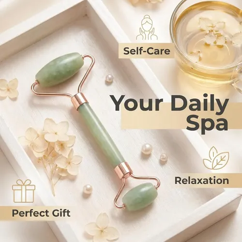Rodillo De Jade Verde Facial Para Masajes Y Antiedad