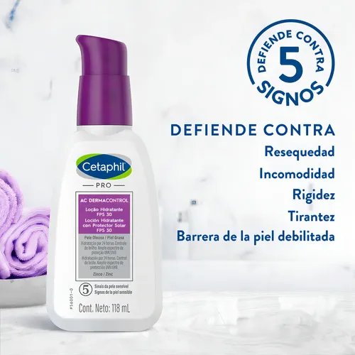 Loción Hidratante Facial Cetaphil Pro AC Dermacontrol SPF 30 para Piel Grasa 118ml