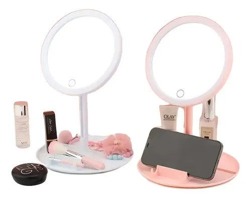 Espejo Led Tactil Portatil Blanco 3 Tonos 16 Cm