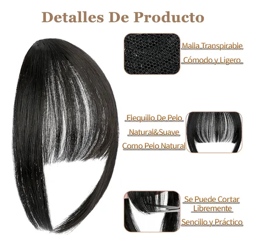 Fleco Postizo Con Clip Extensión Cabello Natural A