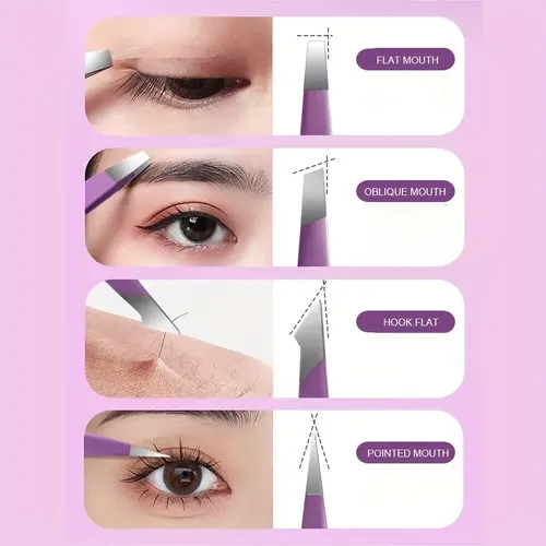 Set Pinzas Depilar X4 Manicura Con Estuche 4pcs Violet