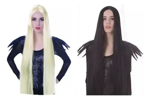 Peluca Extra Larga Rubia Roja Morocha Negra Cotillon