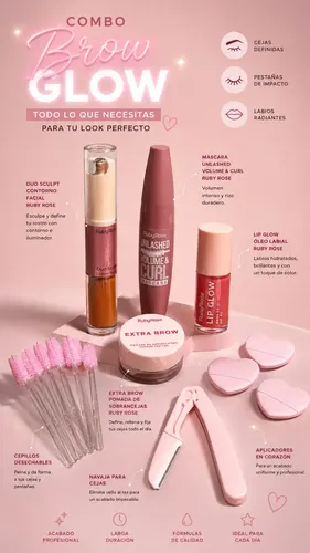 Set De Maquillaje Ruby Rose Contorno Duo+ Gloss+mascara