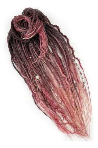 50 Dreads Rastas Mix De Y Se Rosa Berry 55 Cm Artesanales