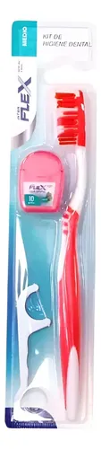 Cepillo Dental Interflex Medio con Mango y Hilo, Pack de 2 Unidades