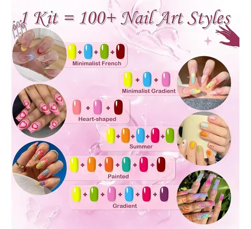 Set De Gel De Uñas 18 Colores Con Esponjas Y Herramientas