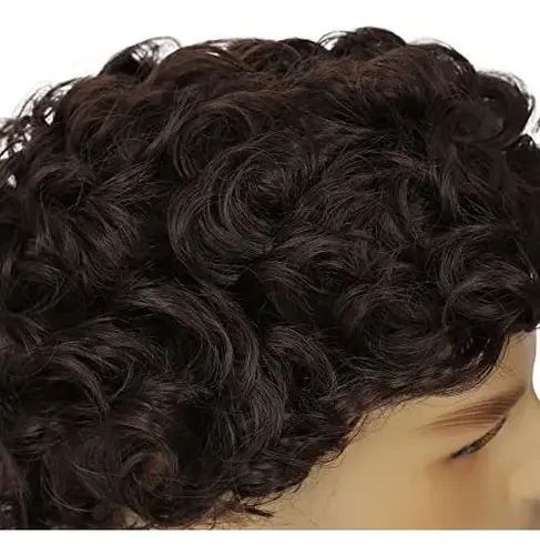 Peluca Beweig Para Hombre, Corta, Rizada, Marrón, Disfraz Si Marrón