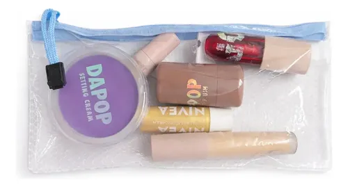 Neceser Transparente Organizador Maquillaje Costura Escolar Celeste Porta Utiles Estuche Plastico Pvc Cierre Reforzado Viaje Transparente