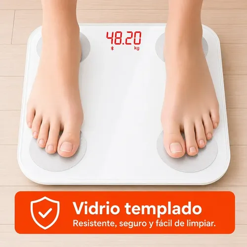 Balanza De Baño Bluetooth Familiar Ultra Slim Hasta 180kg Color Blanco