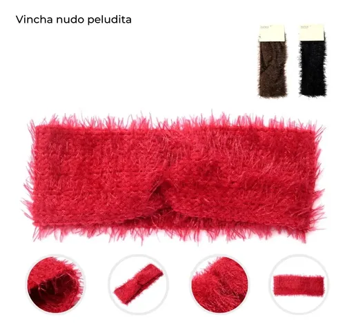 Vincha Nudo Peludita Skora Tejida Pelo Peinados Elastica