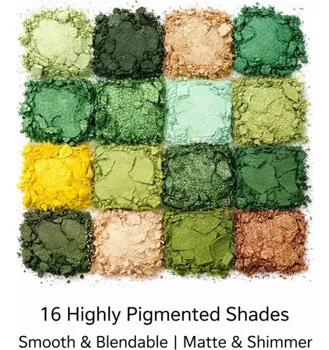 Paleta De Sombras K’apeine Green 16 Colores Mate Y Glitter