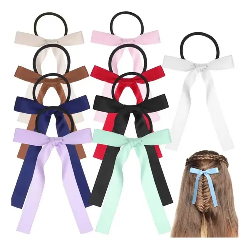 Lazos De Seda Coloridos Para El Cabello – 10 Piezas -`