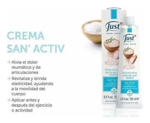Crema San Activ con Sales del Mar Muerto Nutre y Elastiza 100g | Just – Piel hipersensible , frágil y escamada