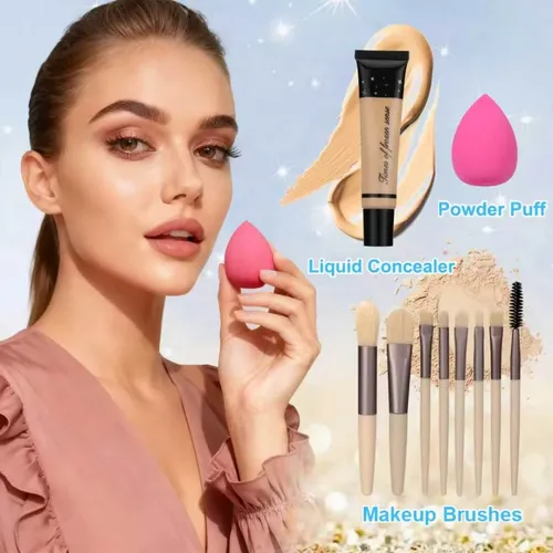 Set Maquillaje Mujer Lazora 9 Piezas Con Brochas