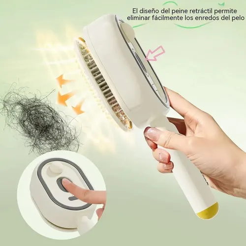Cepillo Eléctrico Vapor Masaje Antifrizz Cabello Crema