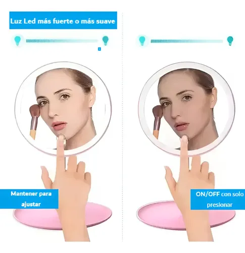 Espejo Maquillaje Con Luz Led Regulable Touch