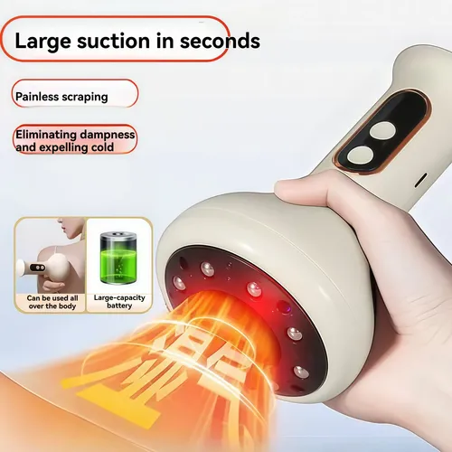 Masajeador Eléctrico Gua Sha Calor Vibración Luz Roja Cuello