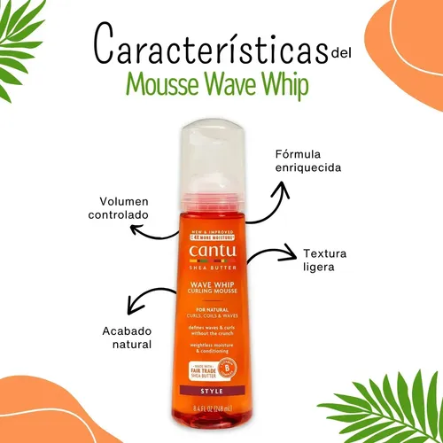 Cantu Wave Whip Curling Mousse Espuma 248ml Rizos Rulos
