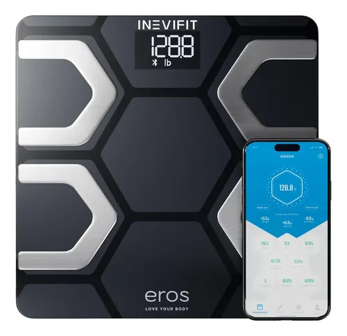 Bascula Digital Inevifit, Con Bluetooth, Grasa Corporal Negro
