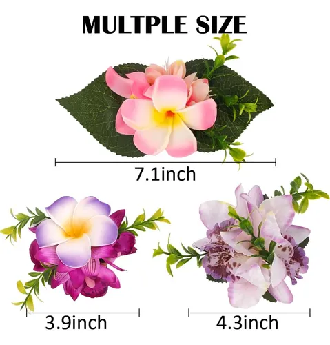Hebillas De Flores Artificiales Ahoney Plumeria Hawaiana X4