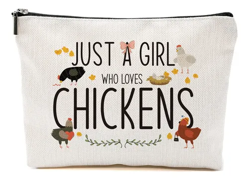 Bolsa De Maquillaje Con Estampado De Pollo De Hojas Azules,