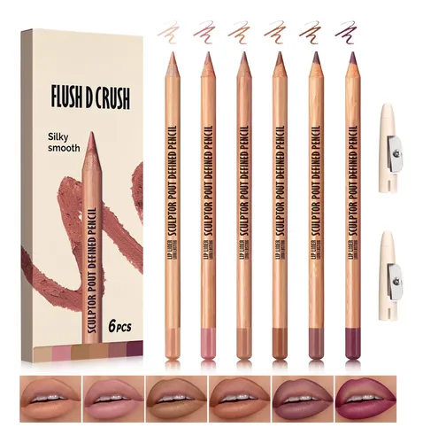 Teihwal Set 6 Lápices Delineador Labial Nude Marrón Mate