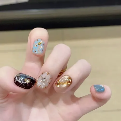 Alta Calidad Parche De Uñas Portátil Vintage Amber Star Dot