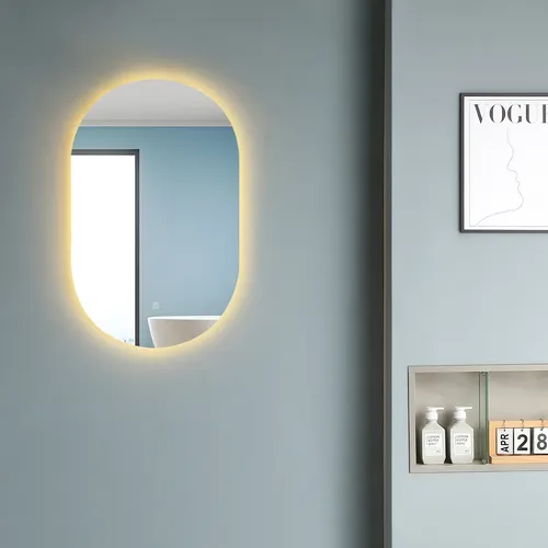 Espejo Led Vertical Oval 80×50 Botón Luz Frío/cálido *outlet