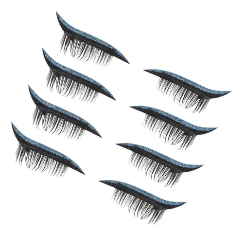 4pares Adhesivos De Pestañas Azules Impermeables Para Mujer