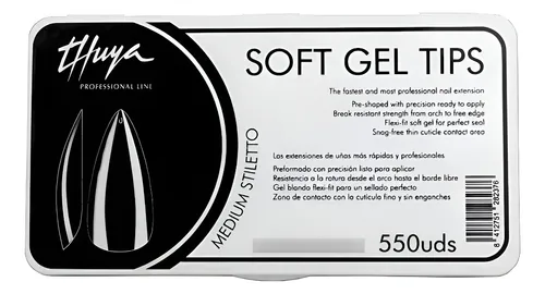 Thuya Tips Para Soft Gel Medium Stiletto X550u Uñas 12c