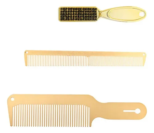 Juego De Peine De Metal Y Cepillo De Barbero Peine De Pelo